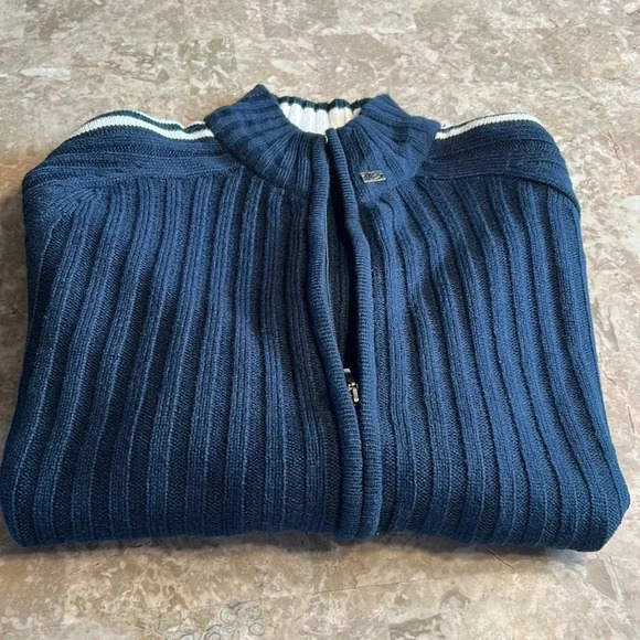Y2K, vtg Chunky knit cable zip ,sweater,jacket,NEW ,blue,preppy - Picture 6 of 12